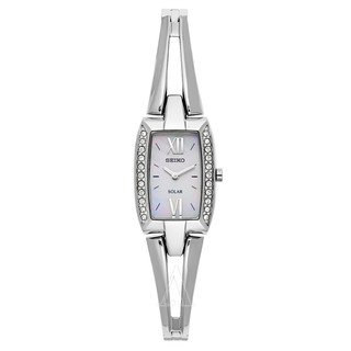 SEIKO 精工 SUP083 女士石英手表 17mm 贝母盘 银色不锈钢带 酒桶形