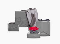 浪漫好礼：roseonly  经典永生玫瑰礼盒+灰色围巾 大型单朵嫣红