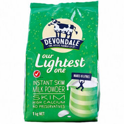 限PLUS会员：Devondale 德运 高钙脱脂成人牛奶粉 1000g/袋*2件+凑单品
