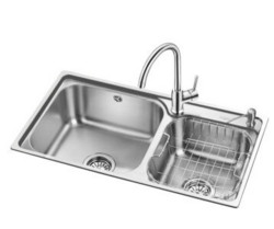 欧琳（OULIN）OLWG81460水槽+龙头套餐 优质304不锈钢水槽 厨房水槽双槽套装 不锈钢洗菜盆洗碗池