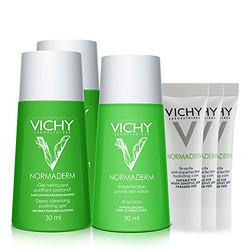 VICHY 薇姿 控油补水保湿礼包 洁面30ml*2+柔肤水30ml+保湿霜3ml*3