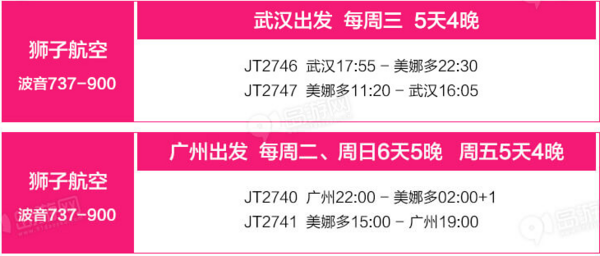 武汉/广州直飞印尼美娜多5-6天半自由行(往返机票+全程酒店)