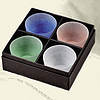 Hirota Glass 廣田硝子 日式和风手工茶具 369-4 4色冷茶杯套装