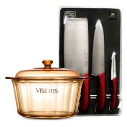 VISIONS 康宁 VS-5-DI/CN  晶钻透明玻璃锅 5.0L+刀具三件套
