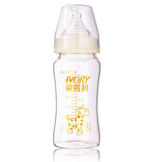 IVORY 爱得利 Y1023 宽口径晶钻玻璃 婴儿奶瓶 240ml