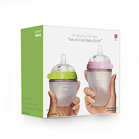comotomo 硅胶奶瓶套装 2只装 250ml 粉色 3-6月+150ml 绿色  3月+