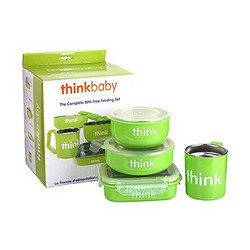 Thinkbaby 辛克宝贝 儿童不绣钢餐具套装四件套 苹果绿