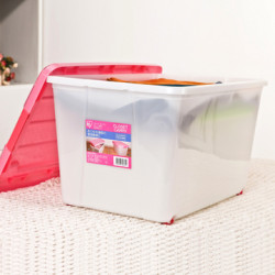 IRIS 爱丽思 塑料加厚透明收纳盒 46L*3 