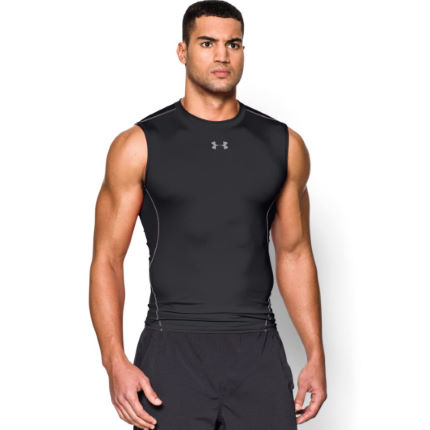UNDER ARMOUR 安德玛 HeatGear Armour 男士无袖紧身衣 碳灰色 S
