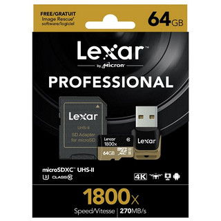 Lexar 雷克沙 Professional 1800x microSDXC存储卡 64GB 