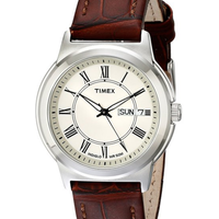 Timex 天美时 T2E581 男士时装腕表 40mm 米色 棕色 牛皮