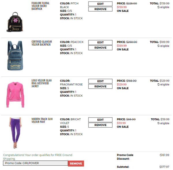 Juicy Couture美国官网 3.8女神节 限时促销 全场服饰鞋包 