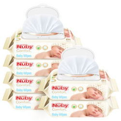 努比（Nuby）湿巾 婴儿湿纸巾 棉柔巾 80抽（6包）994 美国品牌 *2件