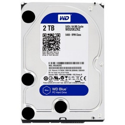 WD 西部数据 蓝盘 2TB SATA6Gb/s 64M 台式机硬盘(WD20EZRZ)