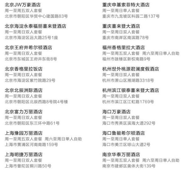 2次五星酒店双人自助餐+1次双人下午茶