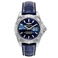 BREITLING 百年灵 Galactic 41系列 A49350L2-C929-719P 男士机械腕表 41mm 蓝色 蓝色 皮革