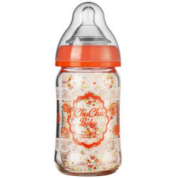 CHUCHU BABY 啾啾 可爱妈妈 宽口径玻璃奶瓶 160ml