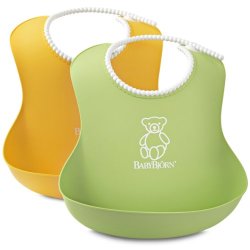BABYBJORN Soft Bib 软胶防碎屑围嘴 黄色+绿色 2只装 