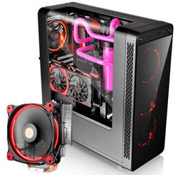 Tt（Thermaltake） 红色警戒 黑色 中塔机箱+Tt（Thermaltake）Riing S300 CPU散热器