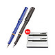 LAMY 凌美 狩猎系列蓝色钢笔 + 狩猎系列磨砂黑钢笔 + 黑色墨芯2盒