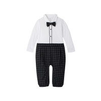 Augelute 春秋男宝宝绅士礼服范长袖连体衣哈衣服0-3岁*2件