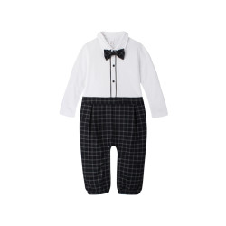 Augelute 春秋男宝宝绅士礼服范长袖连体衣哈衣服0-3岁*2件