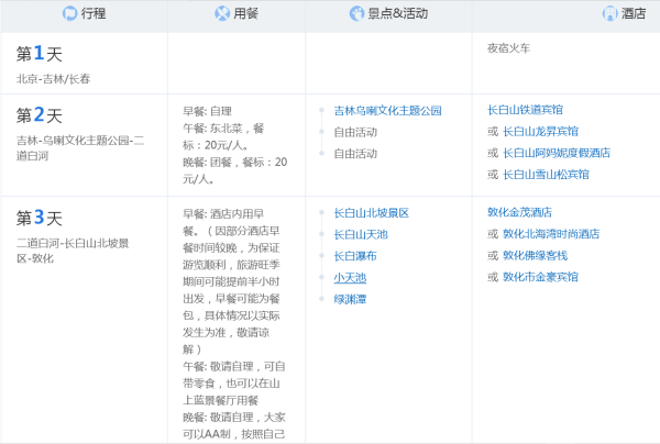 北京-吉林+长白山 5日2晚跟团游(往返硬卧火车)