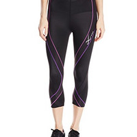 CW-X Pro系列 女士压缩7分裤 黑色/紫色