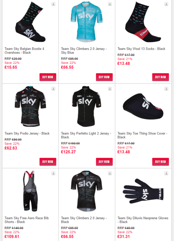 ProBikeKit 精选 castelli TEAM SKY 天空车队 骑行服饰套装 促销