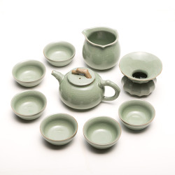 阿特泥 陶瓷功夫茶具 哥窑九件套