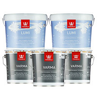 Tikkurila 芬琳漆 北极雪超白内墙面漆9L*2+威玛底漆2.7L*3优惠套装原装进口 亚马逊自营，供应商发货