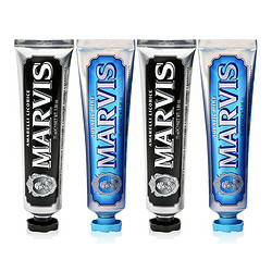 MARVIS 玛尔斯 蓝色海洋薄荷牙膏2支+黑色甘草薄荷牙膏2支 75毫升/支