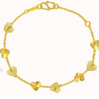 CHOW TAI FOOK 周大福 足金 F159053  爱心黄金手链 3.2g