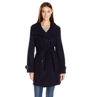 Calvin Klein 女士双排扣毛混纺大衣