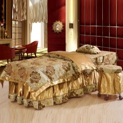 浪漫谷新款欧式亚麻提花美容床床罩四件套 按