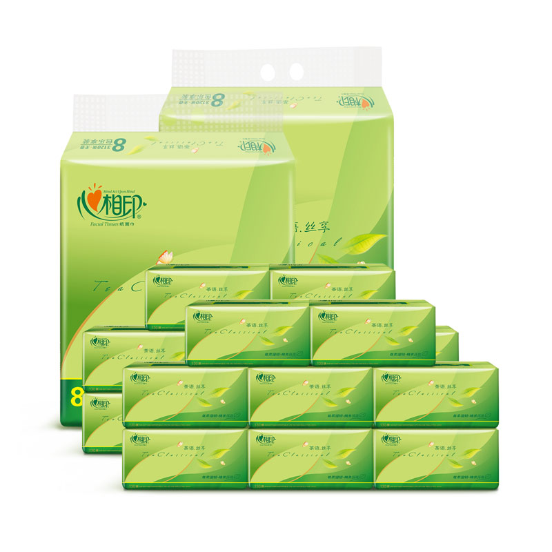 心相印 茶语丝享系列 抽纸 3层130抽*16包*2件 (共32包)