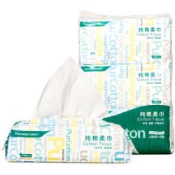 PurCotton 全棉时代 居家棉柔巾 抽纸巾湿水可用 100抽*6包*5件