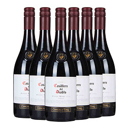 红魔鬼黑皮诺干红葡萄酒 100%智利原瓶进口 干露红葡萄酒 6支装