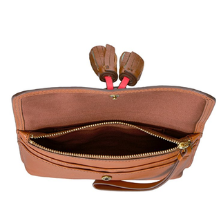 FOSSIL Amelia 真皮流苏手拿包SL7411231 Tan