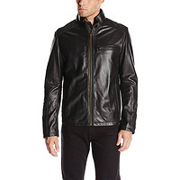 限XXL码： COLE COLE HAAN Smooth Leather Moto Jacket 男款羊羔皮夹克
