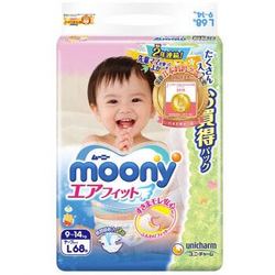 Moony 尤妮佳 婴儿纸尿裤 大号L 68片