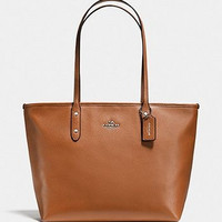 COACH 蔻驰 Pebbled City Zip Tote 女款真皮单肩包