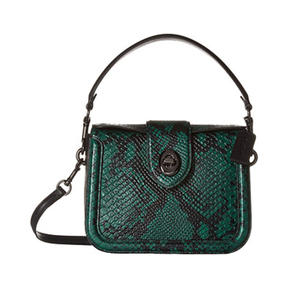 #全民分享季#COACH 蔻驰 38493 Stamped Snakeskin Page 深绿色蛇纹 女士手提斜挎包