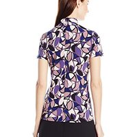 ANNE KLEIN 女士高领半袖印花上衣