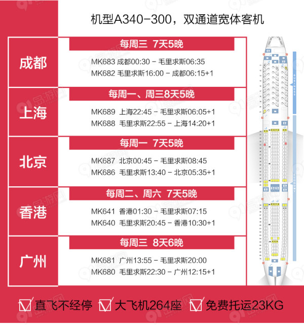 全国多地-毛里求斯7天5晚自由行