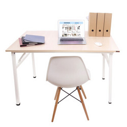 尼德（need）加大简约时尚可折叠电脑桌子 家用学习办公书桌 AC5AW (120*80) E1级环保无味 粉橡面白框架+凑单品