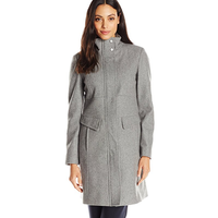 KENNETH COLE New York Zip-Front 女士羊毛混纺大衣