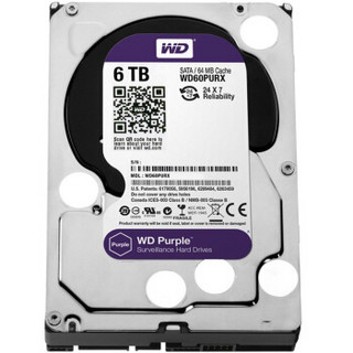 Western Digital 西部数据 紫盘系列 3.5英寸监控级硬盘 6TB 64MB(5400rpm、PMR)WD60PURX