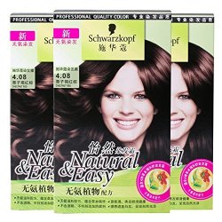Schwarzkopf 施华蔻 怡然染发套装4.08 栗子褐红棕*3件