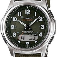 CASIO 卡西欧 WVA-M630B-3AJF 6局电波太阳能男士手表 42.1mm 黑色 绿色 皮革